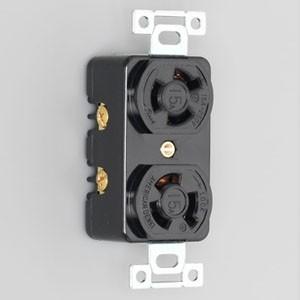 アメリカン電機 複式埋込コンセント 引掛形・2ヶ口 接地形2P 15A 250V 圧着端子式・引締式...