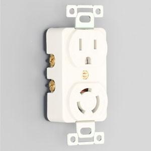 アメリカン電機 コンビ複式埋込コンセント 平刃形・引掛形 接地形2P 15A 125V 圧着端子式・...