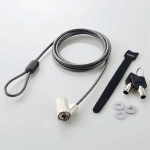 ELECOM 受注生産品セキュリティワイヤーロック 統一キータイプ シリンダー錠一体型セキュリティワ...