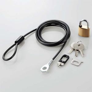 ELECOM 受注生産品セキュリティロック 統一キータイプ ディンプルキータイプ南京錠+ワイヤー E...