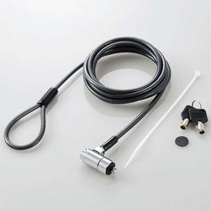 ELECOM 受注生産品セキュリティワイヤーロック マスターキータイプ シリンダー錠一体型セキュリテ...