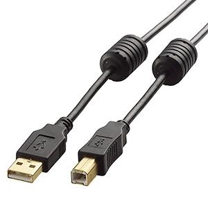 ELECOM フェライトコア付USB2.0ケーブル A-Bタイプ 1m U2C-BF10BK｜dendenichiba