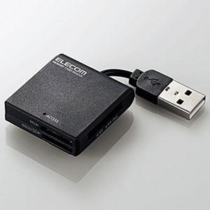 ELECOM コネクタ固定機能付USB2.0メモリリーダライタ 4スロット 48メディア対応 ブラッ...