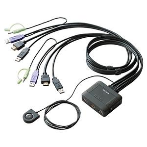 ELECOM パソコン切替器 2台切替 USB・HDMI対応 KVM-HDHDU2｜dendenichiba