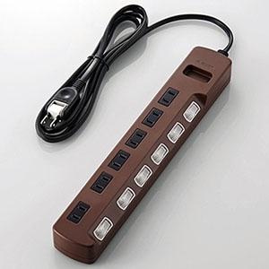 ELECOM 個別スイッチ付雷ガードタップ Color Style 6個口 長さ2m T-BR04-...