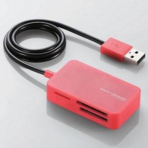 ELECOM USB2.0小型メモリリーダライタ 4スロット 54メディア対応 レッド MR-A39...
