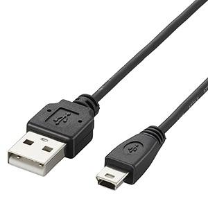 ELECOM USB2.0ケーブル 極細タイプ A-miniBタイプ 0.5m U2C-MXN05BK｜dendenichiba
