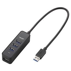 ELECOM USB3.0ハブ バスパワータイプ 4ポート マグネット付 ケーブル長30cm ブラッ...