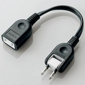 ELECOM 電源延長コード ACアダプタ用 1個口 180°スイングプラグ コード長0.1m ブラ...