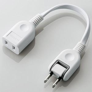 ELECOM 電源延長コード ACアダプタ用 1個口 180°スイングプラグ コード長0.1m ホワ...