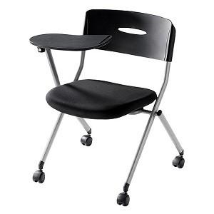 サンワサプライ ミーティングチェア 座面耐荷重量80kg メモ台・ネスティング機能付 ブラック SN...