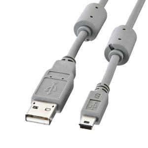 サンワサプライ ミニUSB コネクタ対応 ミニタイプ USBケーブル1.8m KU-AMB518K｜dendenichiba