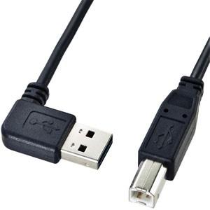 サンワサプライ 両面挿せるL型USB2.0ケーブル A-B標準 1m ブラック KU-RL1