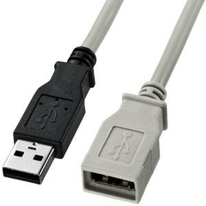サンワサプライ USB延長ケーブル Aコネクタ-Aコネクタメス 5m ライトグレー/黒 KU-EN5...