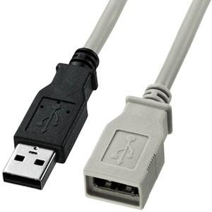サンワサプライ USB延長ケーブル Aコネクタ-Aコネクタメス 5m ライトグレー/黒 KU-EN5...