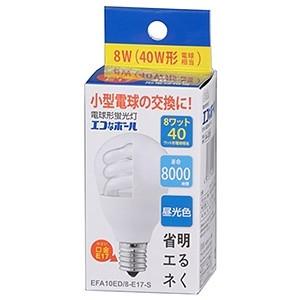 オーム電機(OHM) ケース販売 12個セット 電球形蛍光灯 エコなボール A形 白熱電球40W形相当 昼光色 E17口金 EFA10ED/8-E17-S_set｜dendenichiba