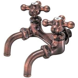 カクダイ 双口ホーム水栓 ガーデン用 単水栓タイプ 節水固定コマ式