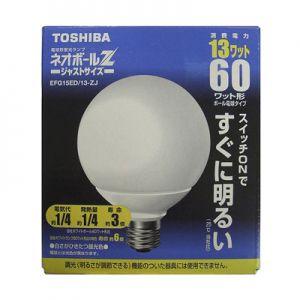 東芝 電球形蛍光灯 ボール電球60Wタイプ(G形) 3波長形昼光色 E26口金 ネオボールZ EFG15ED13ZJ｜dendenichiba