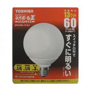 東芝 10個セット 電球形蛍光灯 ボール電球60Wタイプ(G形) 3波長形電球色 E26口金 ネオボールZ EFG15EL13ZJ_set｜dendenichiba