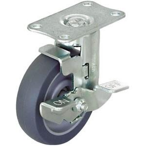 トラスコ中山 省音キャスター エラストマー車輪 プレート式 自在式 ストッパー付 TYEF-75ELBDS
