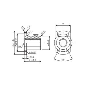 ATM36R　スタンダード2面カットフランジ形ナット(右ネジ)　東洋シャフト(TOYO)