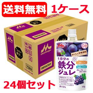 送料無料 1ケース 24個セット【森永乳業】 1日分の鉄分ジュレ グレープ＆ブルーベリー 100g×24本｜denergy