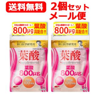 【2個セット！メール便！送料無料！】葉酸800μg配合！エナジー葉酸800  90粒(約30日分)×2個【野口医学研究所】　賞味期限2024年2月