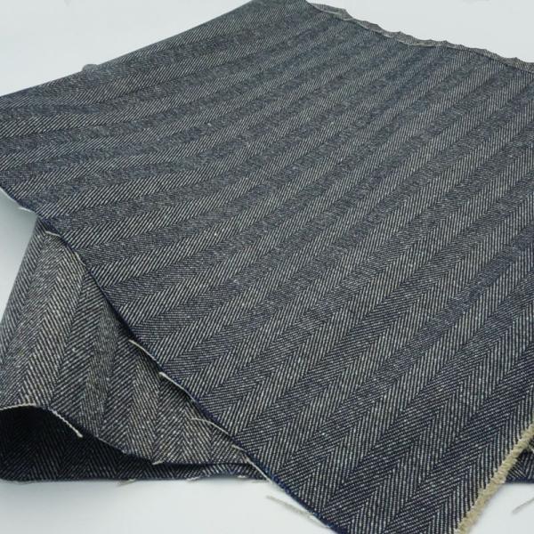 デニム生地 岡山デニム インディゴジャズネップヘリンボン 10オンス 綿70%ポリエステル15%アク...