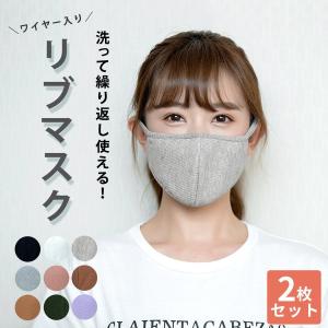 マスク 洗える おしゃれ 2枚セット リブ布マスク 立体型マスク