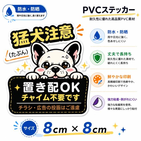 置き配OK ステッカー 猛犬注意 犬 防犯ステッカー 宅配ボックス 玄関 ポスト サインシール 防水...