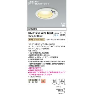 コイズミ照明  KAD1259W27  Φ100高気密SBダウン/60W相当防雨型/白枠/ONOFF...