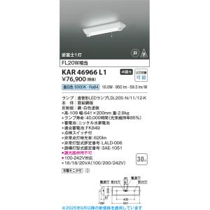 コイズミ照明  KAR46966L1  非常灯20形ベースライト/FL20W相当/逆富士/LDL20...