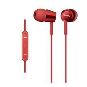 SONY カナル型イヤホン iPhone iPad用リモコン マイク付 レッド MDR-EX150IPR ソニー 〈MDREX150IP-R〉｜denkichiweb