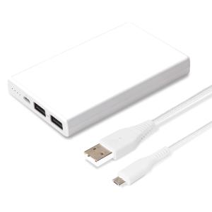 PGA micro USBタフケーブル付き モバイルバッテリー5000mAh ホワイト PG-LBJ50A02WH〈PGLBJ50A02WH〉｜denkichiweb