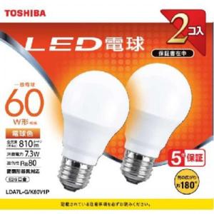 東芝 TOSHIBA LED電球 E26 電球色 LDA7L-G/K60V1P 〈LDA7LGK60V1P〉｜denkichiweb