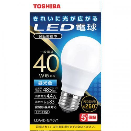 【5/19までポイント3倍】東芝 TOSHIBA LED電球 40W 昼光色 E26 LDA4D-G...