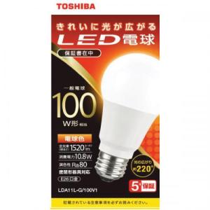 【5/15までポイント３倍】東芝 TOSHIBA LED電球 100W 電球色 E26 LDA11L-G/100V1 〈LDA11LG100V1〉