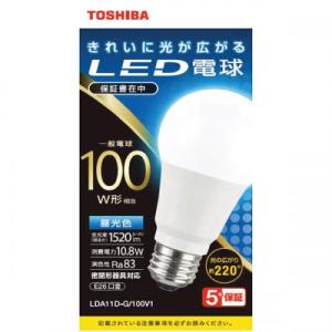 東芝 TOSHIBA LED電球 100W 昼光色 E26 LDA11D-G/100V1 〈LDA11DG100V1〉｜denkichiweb