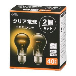 オーム電機 OHM 白熱電球 E26 40W形 電球色  クリア 2個セット LB-D5640C-2PN〈LBD5640C2PN〉｜denkichiweb