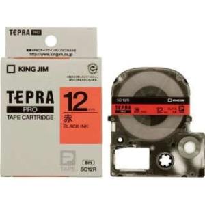 KING JIM TEPRA カラーラベルテープ 赤テープ  黒文字  12mm  SC12R キングジム テプラ 〈SC12R〉｜denkichiweb