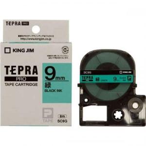 KING JIM TEPRA カラーラベルテープ 緑テープ  黒文字  9mm  SC9G キングジム テプラ 〈SC9G〉｜denkichiweb