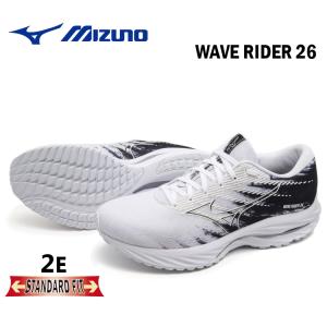 ミズノ ウエーブライダー 26 ランニング シューズ ホワイト/ブラック 2E ジョギング MIZUNO WAVE RIDER 26 RUNNING SHOES WHITE/BLACK J1GC2208-01