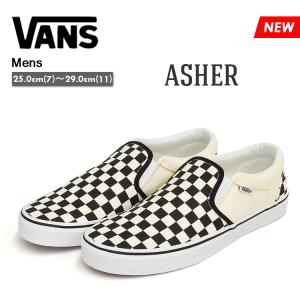 VANS バンズ アッシャー スリッポン メンズ スニーカー チェッカーズ チェック ブラック/ホワイト ASHER SLIP-ON CHECKERS BLACK/WHITE CANVAS VN000SEQIPD｜denpcy