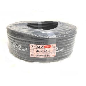 ラバロンプラス　VCT　2.0×4ｃ　黒　100ｍ巻　　600V耐熱ビニル絶縁キャブタイヤ丸形ケーブ...
