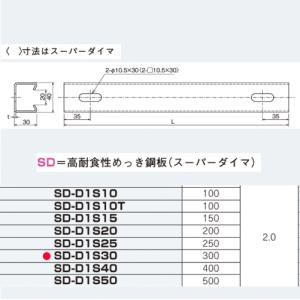 ネグロス電工 SD-D1S30 【長さ 300mm】 ダクターチャンネル 天井・壁面用短尺ダクター（スーパーダイマ）｜densetsu-n-net