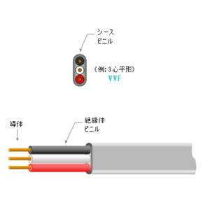 ◆VVF2.0×3C 100メートル【赤 白 黒】VVF 600Vビニル絶縁ビニルシースケーブル 平形