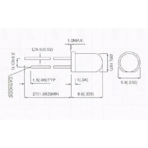 【郵便代込・送料無料】高輝度橙色LED(5φ)4本-5O3SCB-2｜denshi