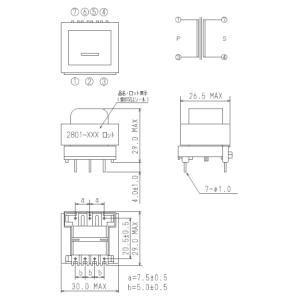 100V→12.0Ｖ/80mA 標準電源トランス PT2801-104｜denshi