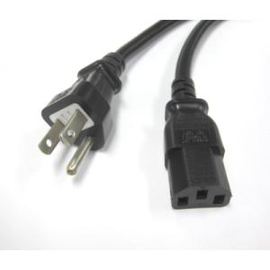 日本/米国ダブル認証ACコード 3ピン-C13-2M（125V/15A)PSE+UL