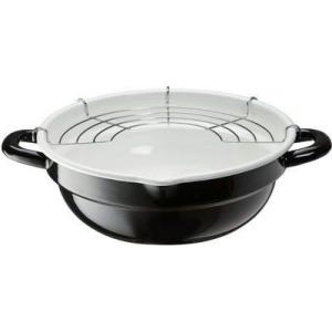 高木金属工業 4975357204660 ホーロー 天ぷら鍋 24cm ブラック&ホワイト